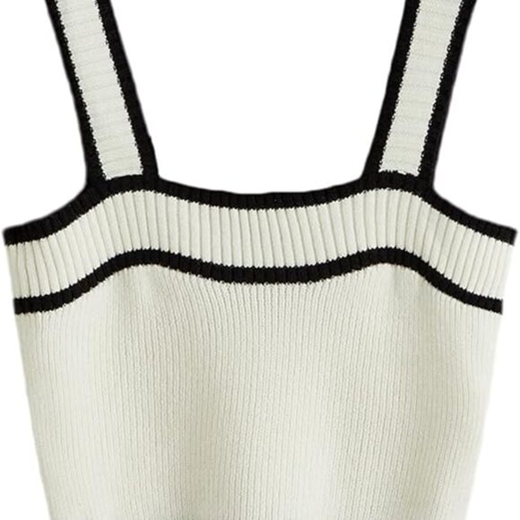 SweatyRocks Women's Sleeveless Ribbed Knit Spaghetti Strap Crop Cami Tank Top Cr - Picture 1 of 7